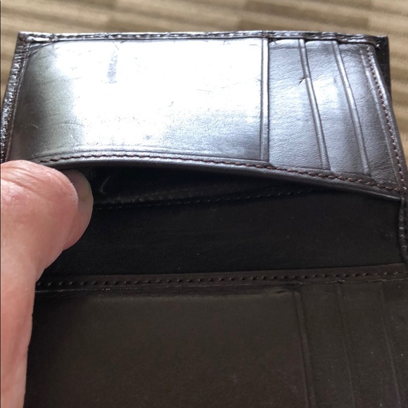 Cole Haan brown embossed  trifold wallet - Picture 9 of 11